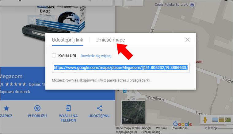 Jak zamieścić Mape Google na stronę internetową - krok 4 - Poradnik